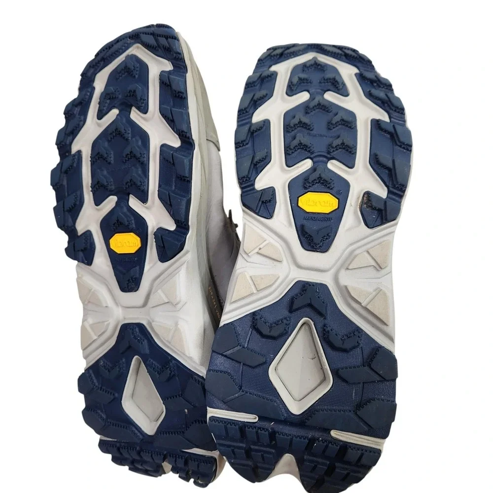 HOKA ONE ONE Kaha 2 Low Shoes Mens 11.5 Gray Blue Leather Trail Vibram Hiking